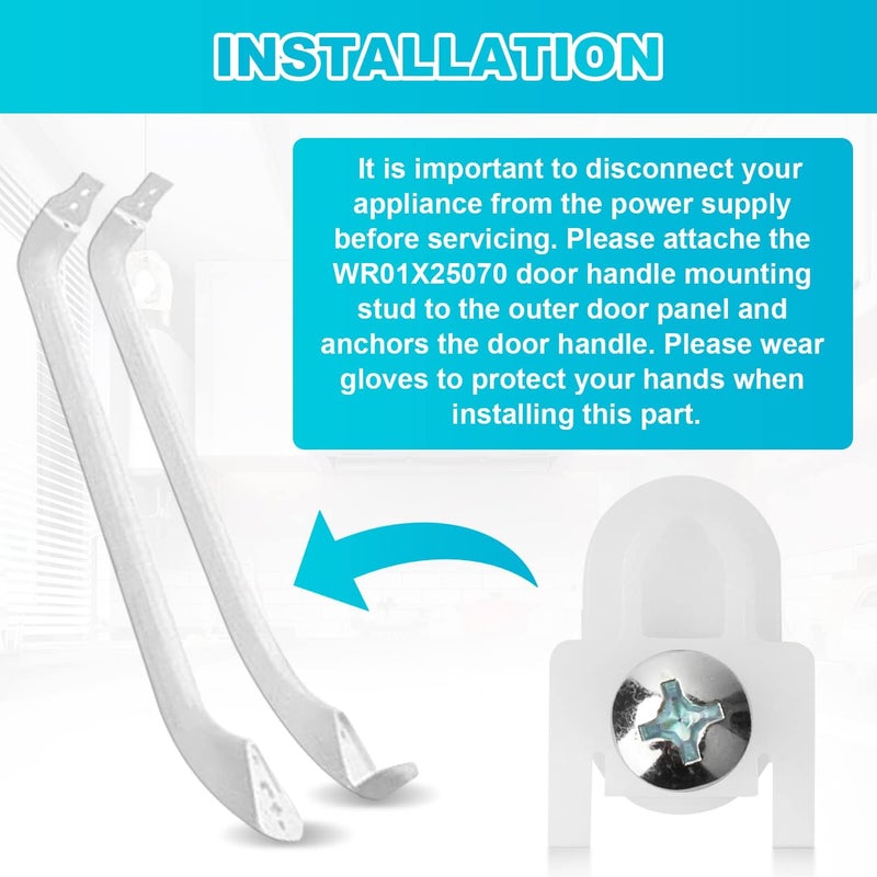 UYZO WR01X25070 Refrigerator Door Handle Mounting Stud Replacement GE Fridge Freezer Handle Fastener Assembly AP7175647 WR01X39781 White 2 Set - Image 4